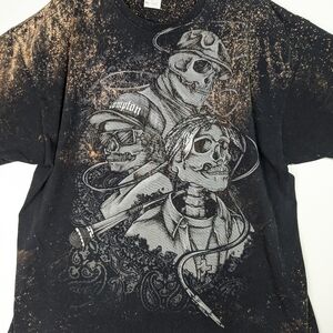 Vtg Biggie Eazy E Tupac Skull Tee Graphic T shirt Sz 2XLBleach Tie Dye Unisex